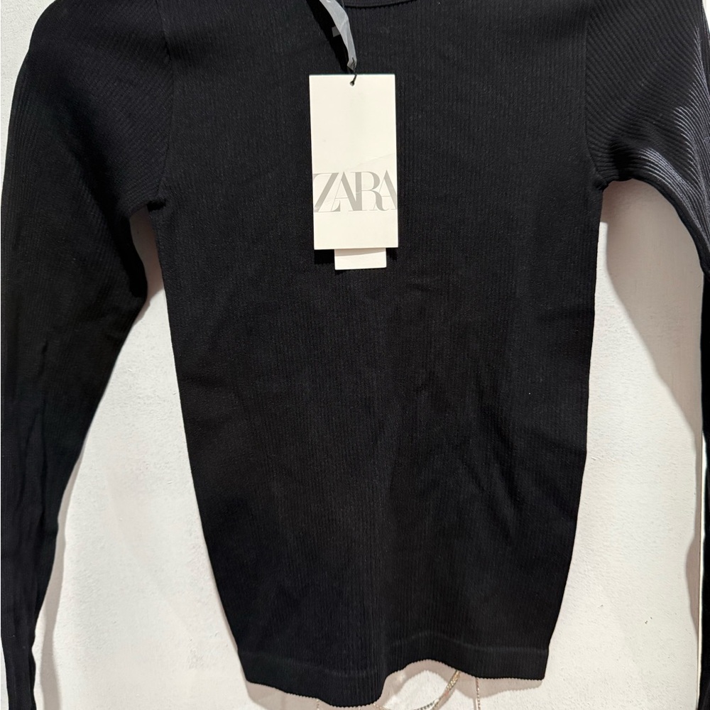 Zara Black Ribbed Women's Top